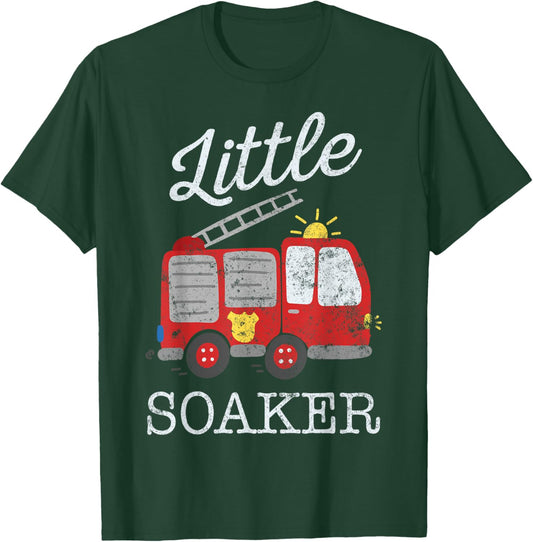 Fun Little Soaker Fire Truck Enthusiast Art Firefighter T-Shirt - T-Shirt | Forest