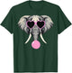 Funny Elephant Wearing Glasses and Blowing Pink Bubble Gum T-Shirt - T-Shirt | Forest
