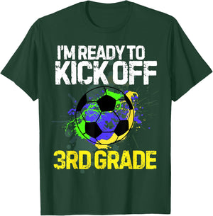 Funny Back To School First day Of 3rd grade Soccer Boys Kids T-Shirt - T-Shirt | Forest