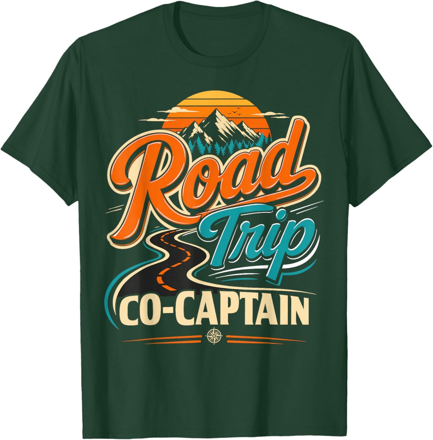 Road Trip Co Captain Vintage Family Vacation Group T-Shirt - T-Shirt | Forest