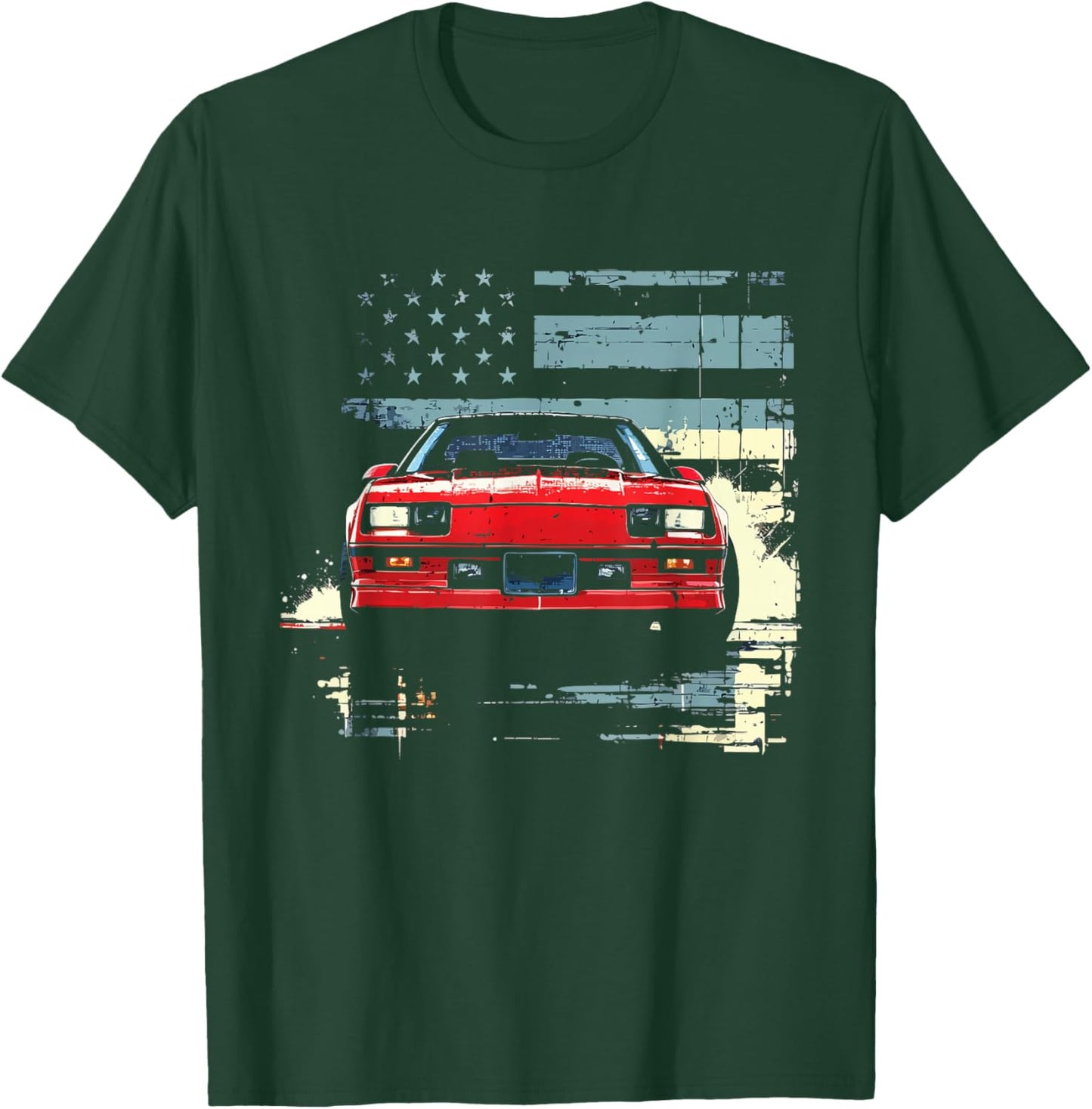 1985 IROC Z28 Front Profile USA Flag Muscle Car IROC Z T-Shirt - T-Shirt | Forest