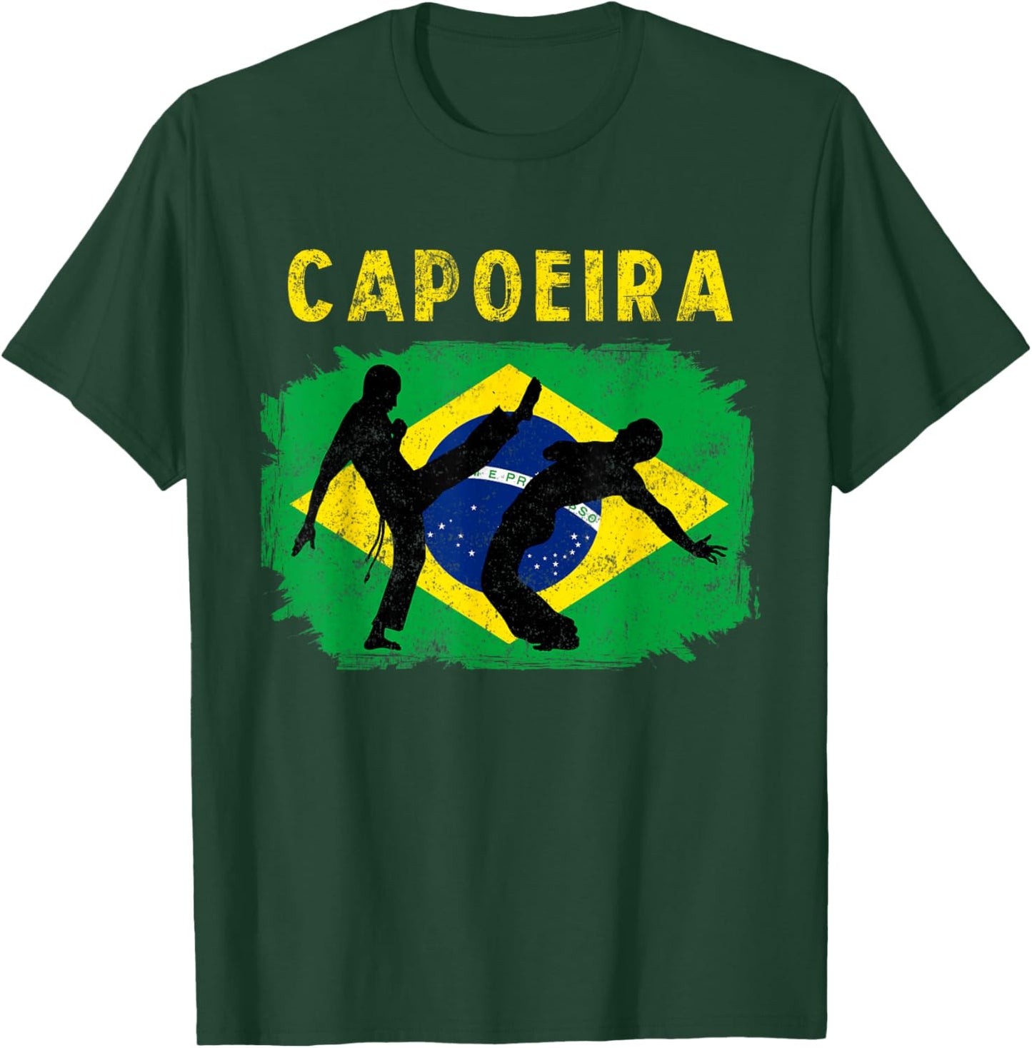 Vintage Capoeira Brazilian Flag Martial Arts Dance Fighter T-Shirt - T-Shirt | Forest