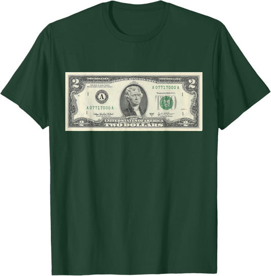 Official $2 Dollar Bill Vintage Money Design Cash Currency T-Shirt - T-Shirt | Forest