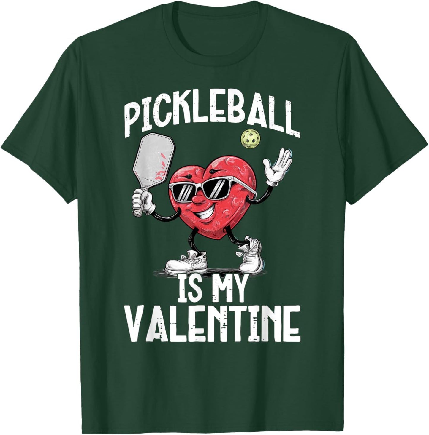 Pickleball Is My Valentine Heart Funny Valentines Day T-Shirt - T-Shirt | Forest