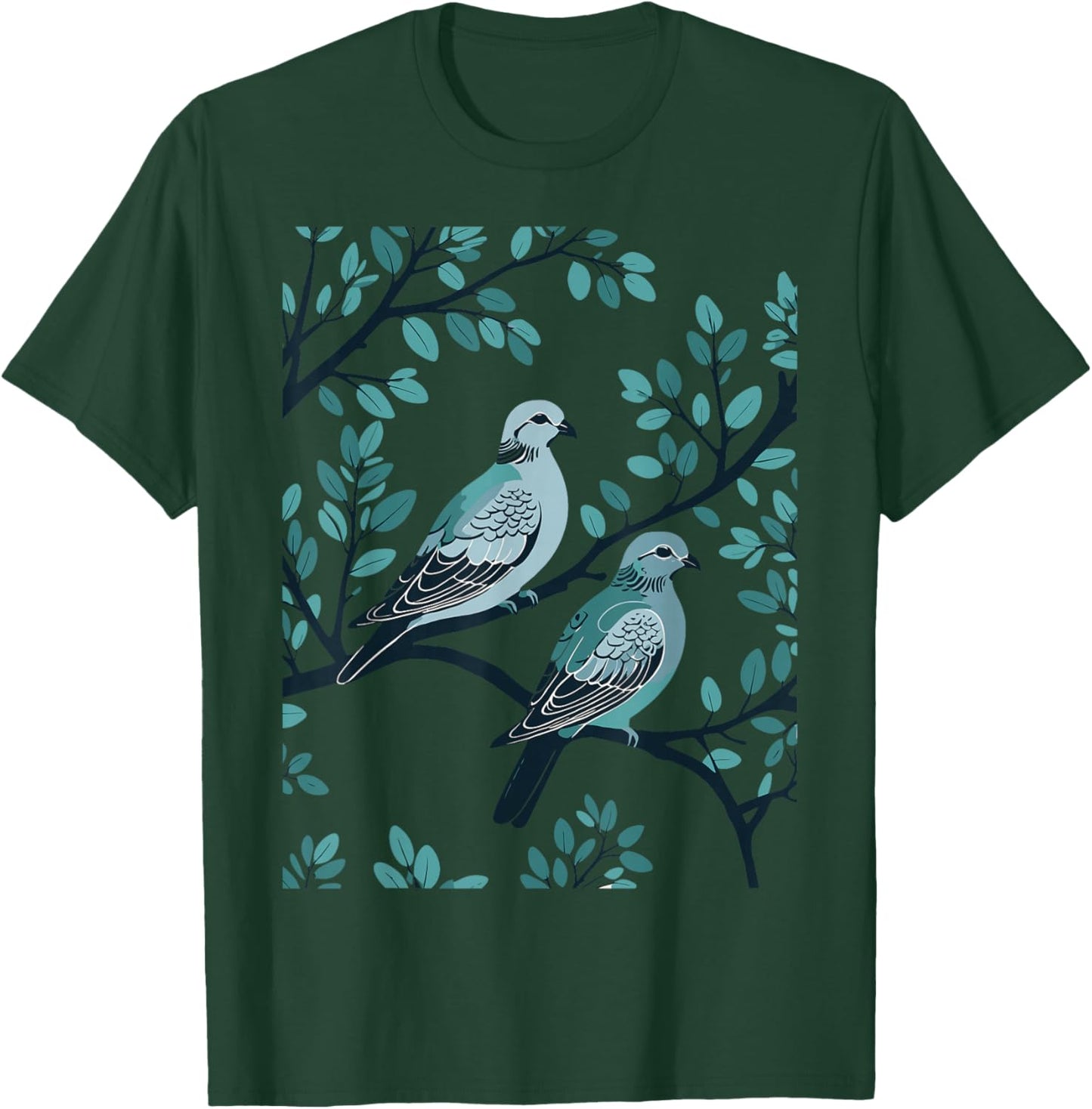 Two Turtle Doves Cut-Out Stencil-Style 3 T-Shirt - T-Shirt | Forest