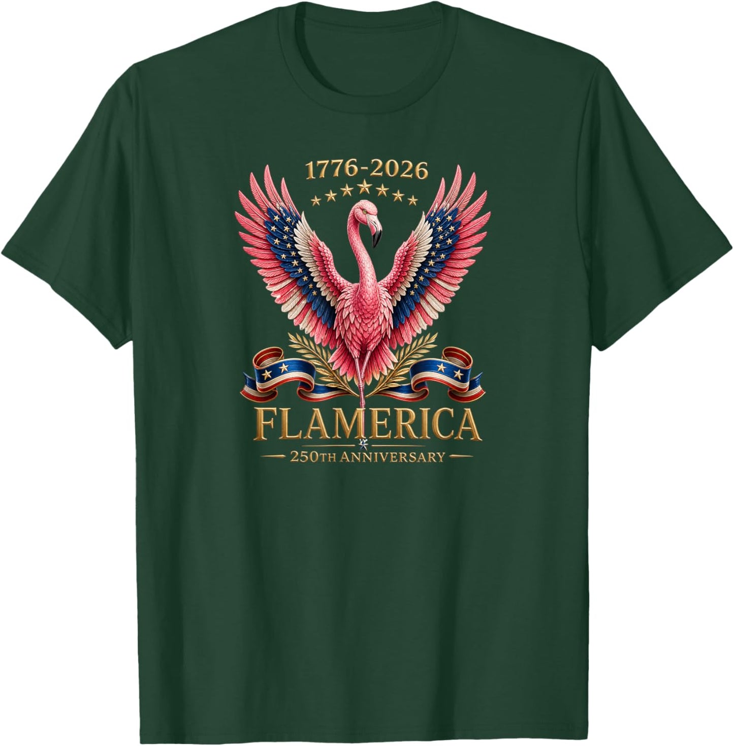 Flamerica 250th Anniversary Patriotic Flamingo T-Shirt - T-Shirt | Forest