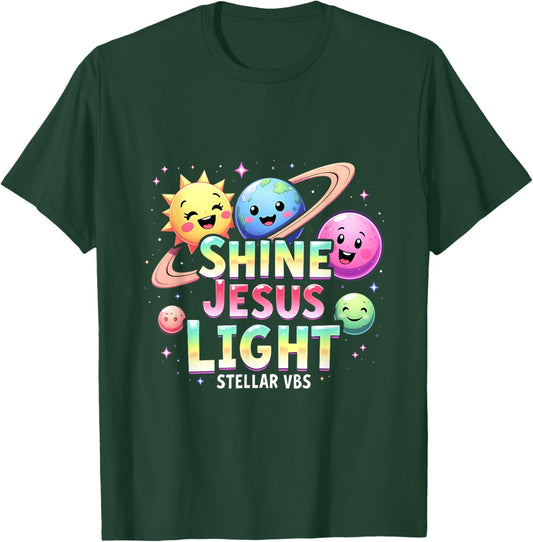 Stellar Space VBS 2025 Jesus Vacation School Camp Christian T-Shirt - T-Shirt | Forest