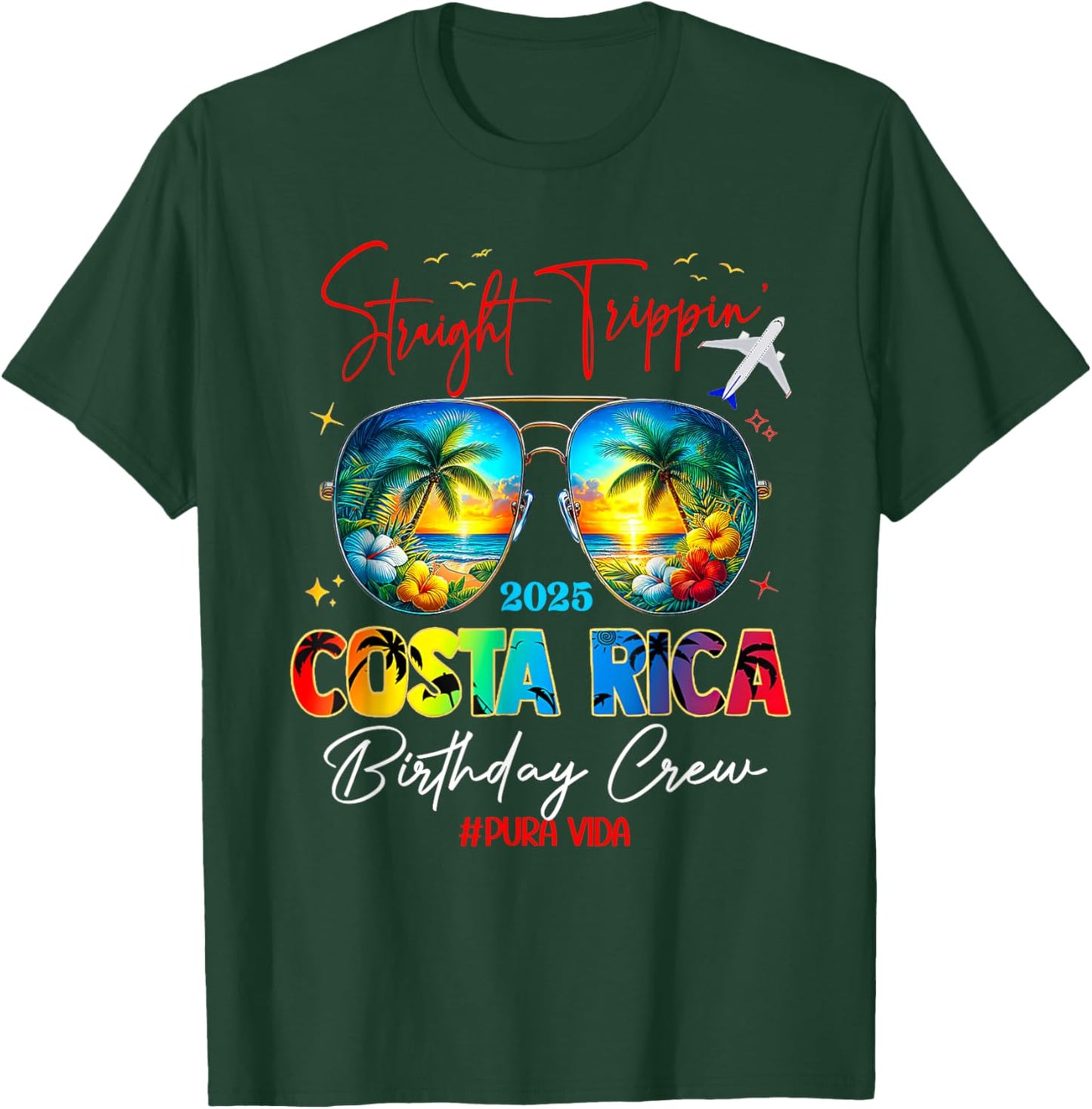 Straight Trippin Costa Rica Birthday Crew Pura Vida Beach T-Shirt - T-Shirt | Forest