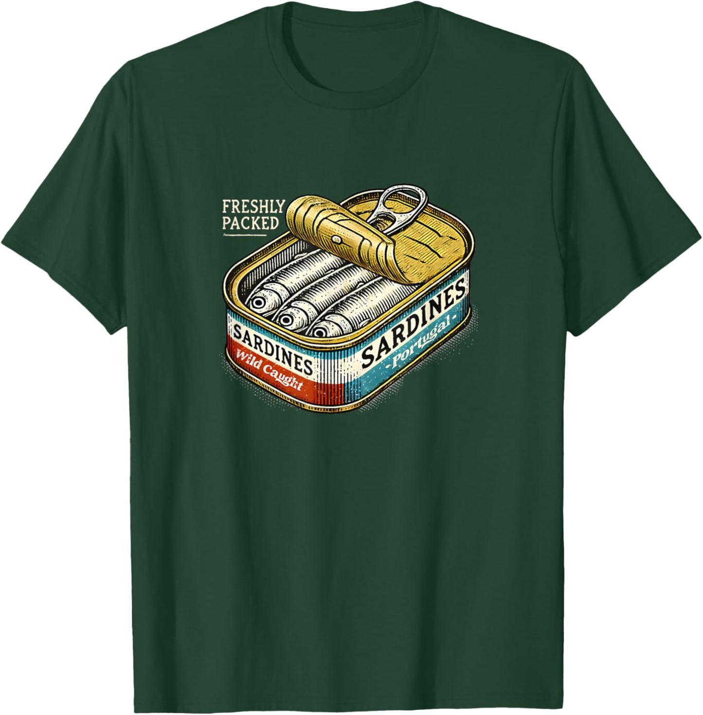 Sardines Vintage Retro Graphic Tinned Fish Portugal Sardines T-Shirt - T-Shirt | Forest