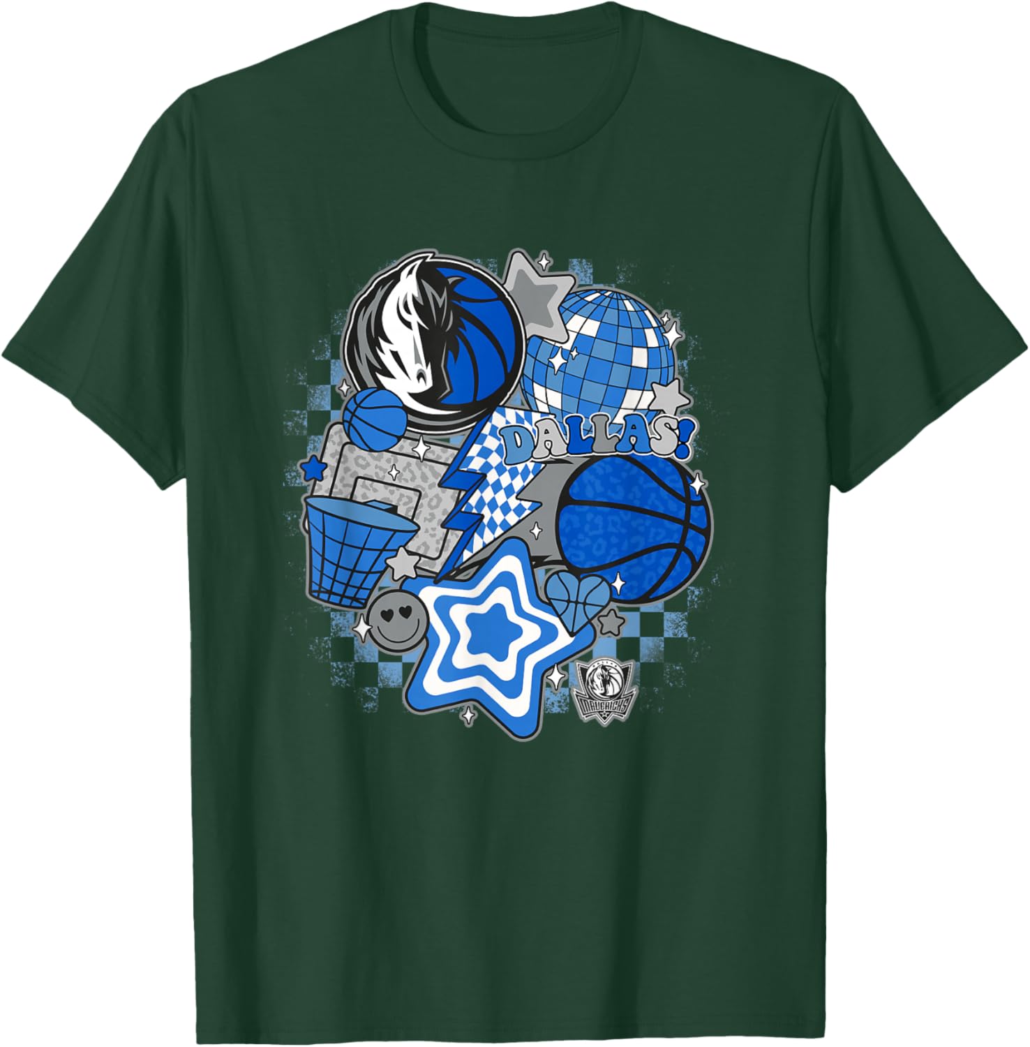NBA Dallas Mavericks Psychedelic Basketball Collage T-Shirt - T-Shirt | Forest
