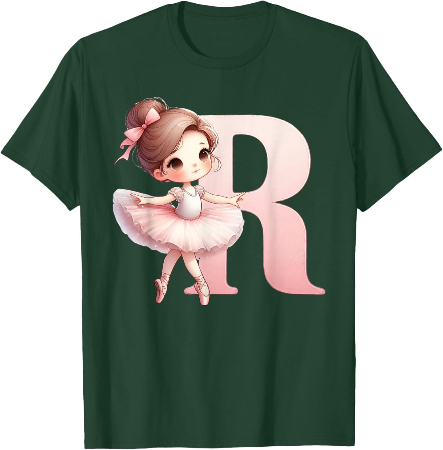 Ballerina Girl Dancing Name First Letter R Girly Tutu Ballet T-Shirt - T-Shirt | Forest