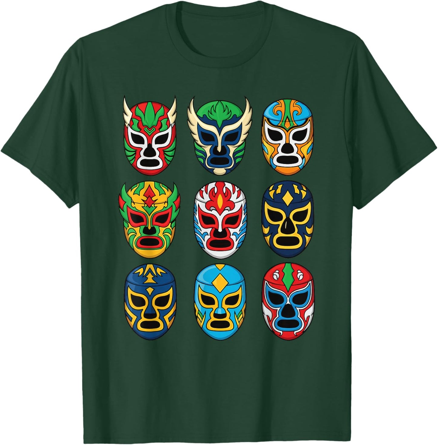Lucha Libre Mexican Wrestling Masks Luchador T-Shirt - T-Shirt | Forest