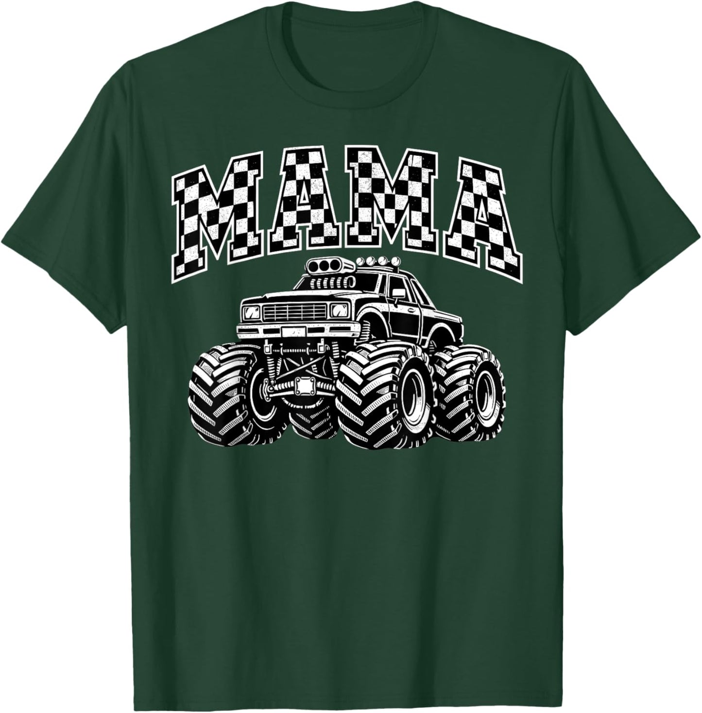 Retro Mama Monster Truck Birthday Matching Mom Monster Truck T-Shirt - T-Shirt | Forest