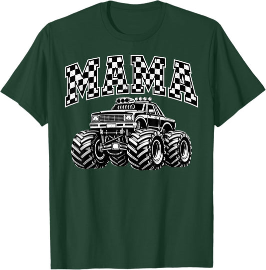 Retro Mama Monster Truck Birthday Matching Mom Monster Truck T-Shirt - T-Shirt | Forest