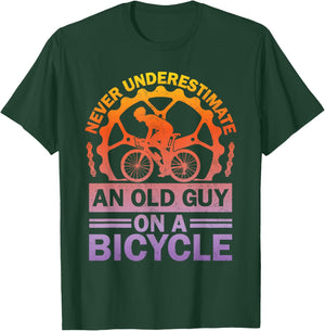 Never Underestimate An Old Guy On A Bicycle Funny Cycling T-Shirt - T-Shirt | Forest