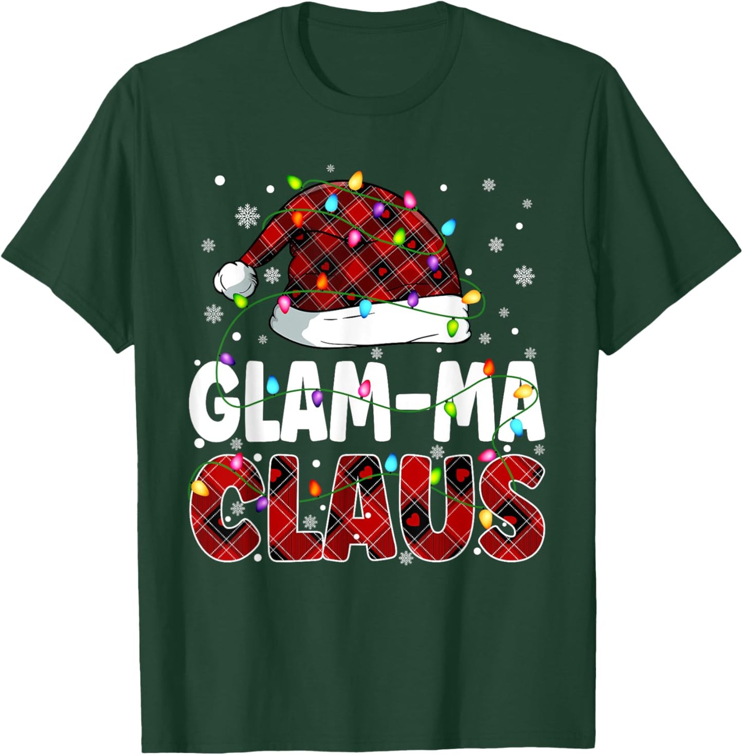 Glam ma Claus Merry Christmas Santa Hat Family Matching T-Shirt - T-Shirt | Forest