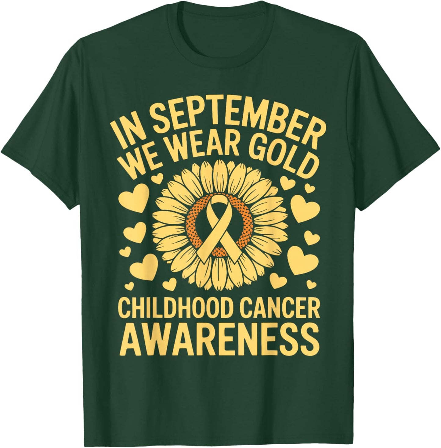 Flower in September We Wear Gold Childhood Cancer Awareness T-Shirt - T-Shirt | Forest