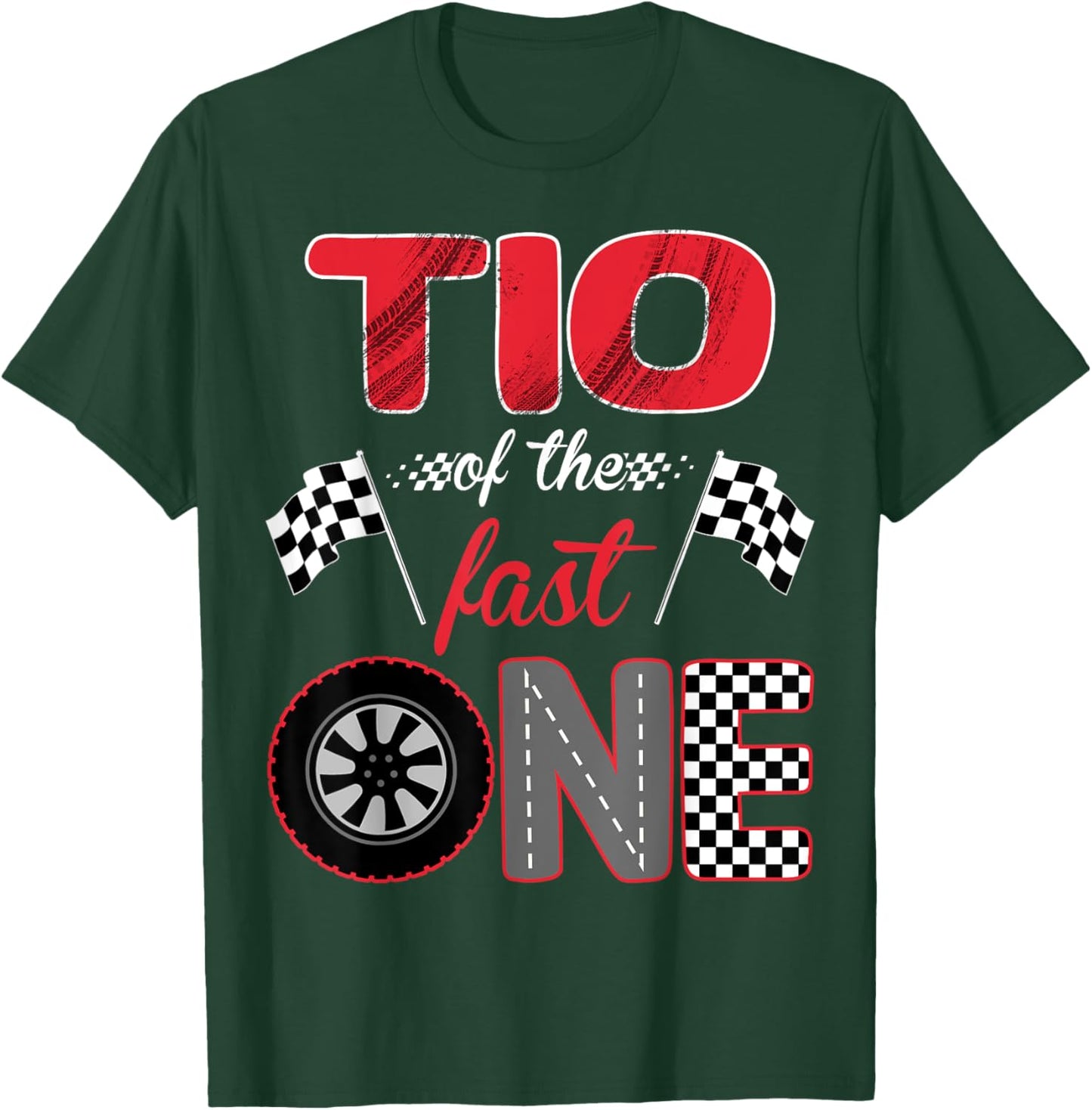 Tio Of The Fast One Birthday 1st Race Car Family T-Shirt - T-Shirt | Forest