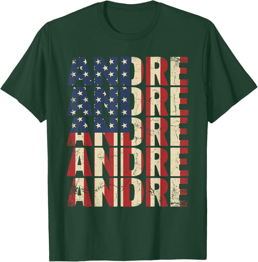 Andre American Flag Distressed Name T-Shirt - T-Shirt | Forest
