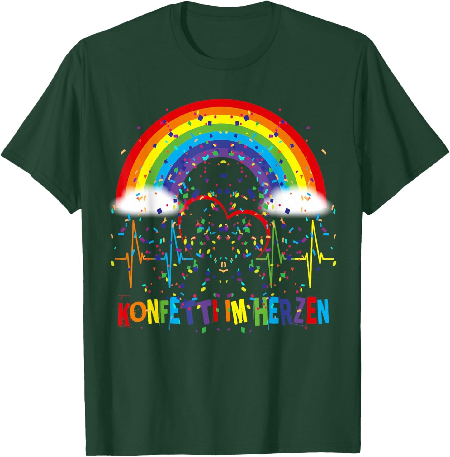 Funny Fancy Dress Party Saying Confetti in Heart Rainbow T-Shirt - T-Shirt | Forest