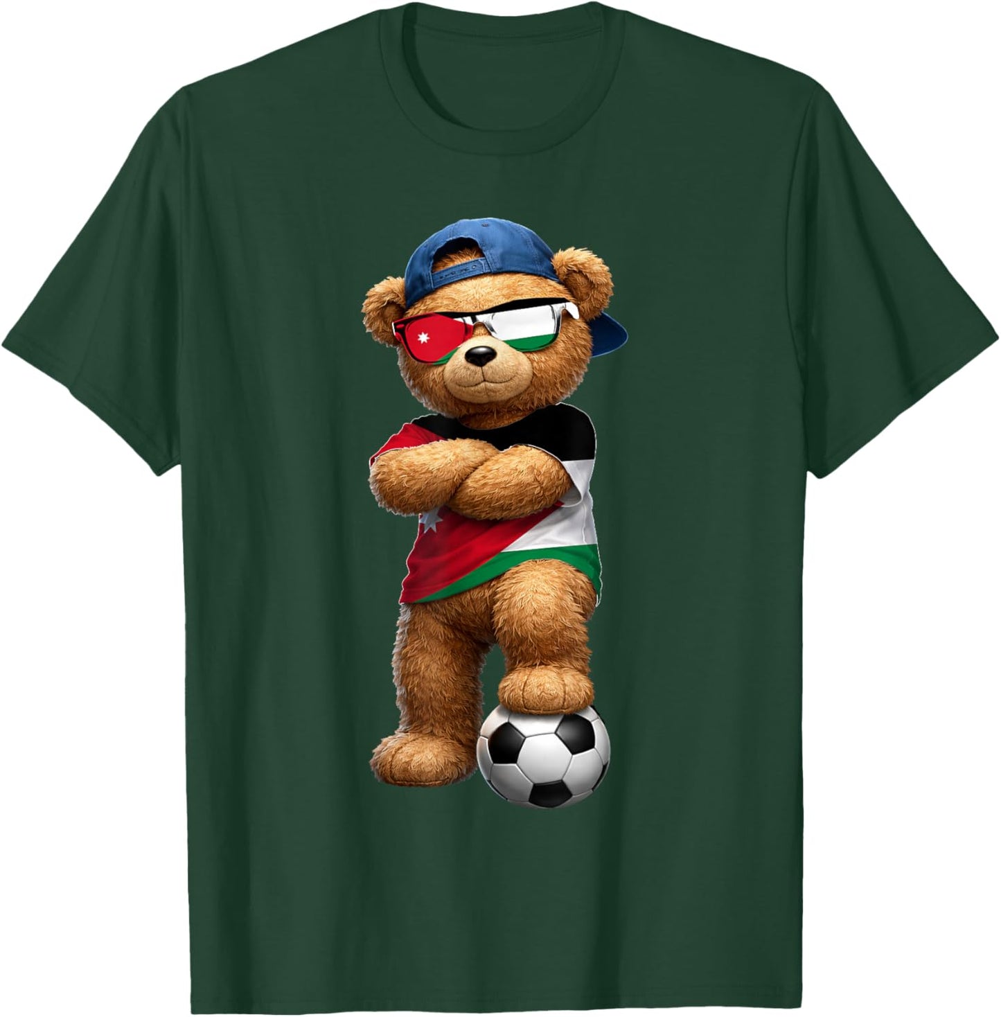 Jordanian Flag Teddy Player Sports Outfit for Jordan T-Shirt - T-Shirt | Forest