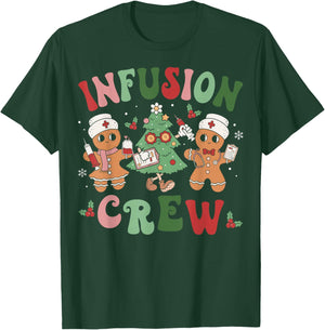 Snowman Infusion Nurse Crew Gingerbread Christmas Nurse T-Shirt - T-Shirt | Forest
