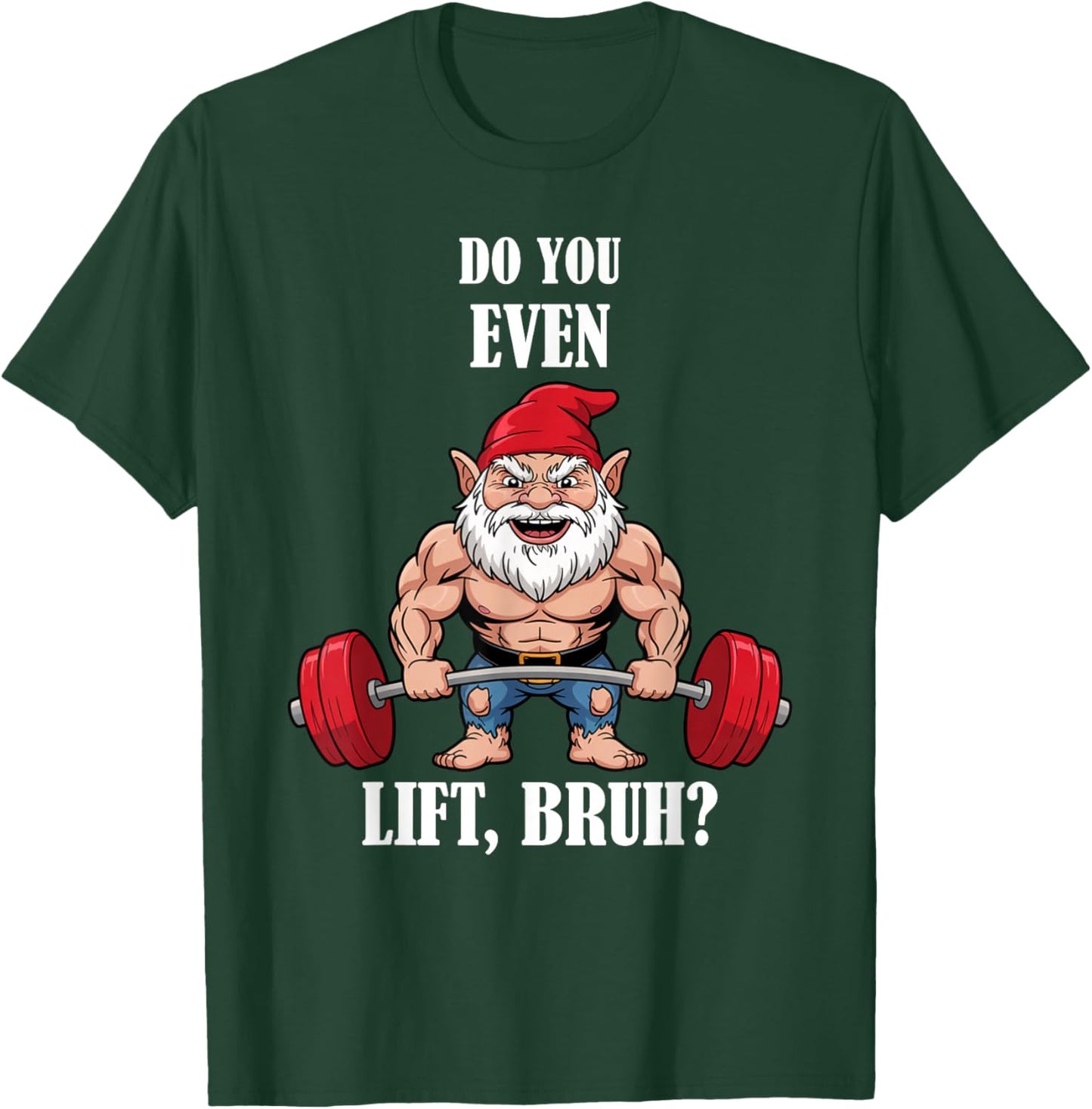 Weightlifting Gnome Shirt Bodybuilding Gym Gnome T-Shirt - T-Shirt | Forest