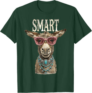 Smart Donkey with Glasses Funny Meme Smart Donkey Ass T-Shirt - T-Shirt | Forest