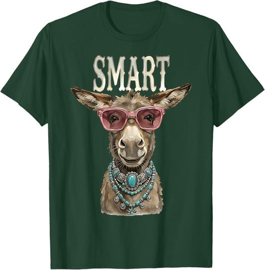 Smart Donkey with Glasses Funny Meme Smart Donkey Ass T-Shirt - T-Shirt | Forest