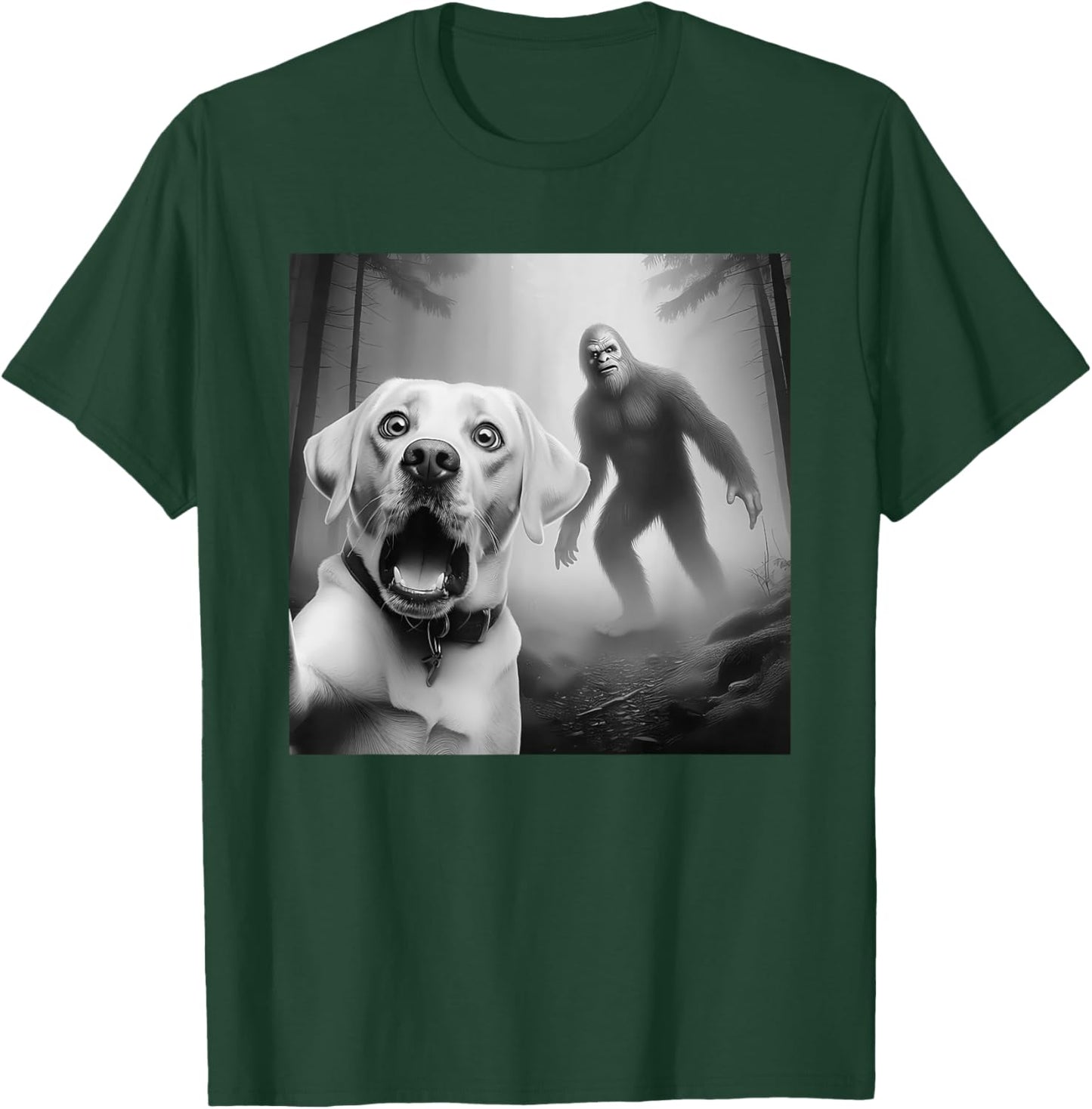 Funny Labrador retriever Selfie with bigfoot sasquatch T-Shirt - T-Shirt | Forest