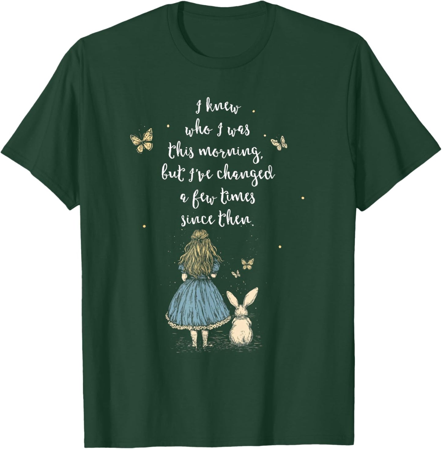 Alice in Wonderland Quote - Whimsical Fantasy World Rabbit , black, S T-Shirt - T-Shirt | Forest