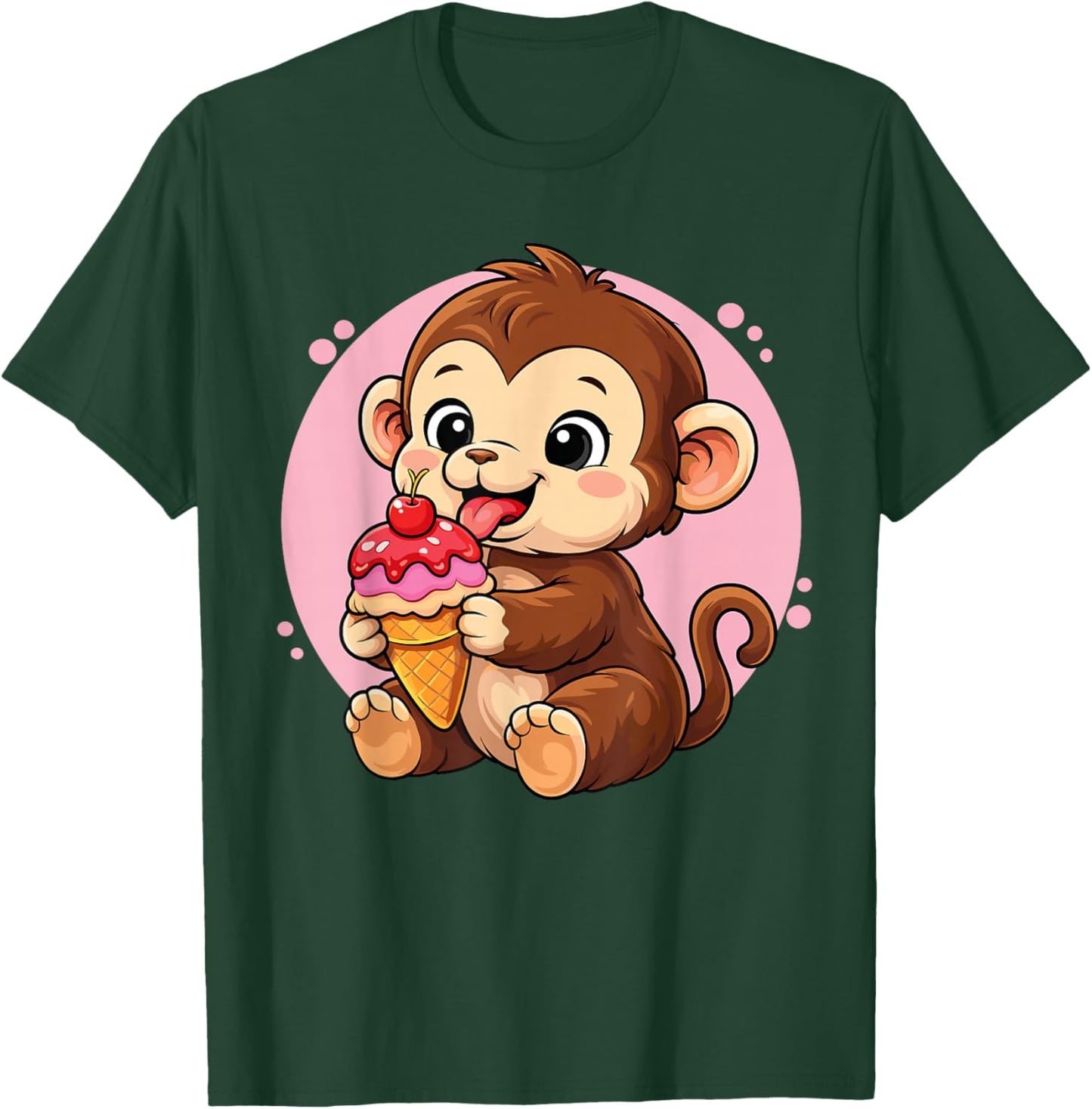 Monkey Eating Ice Cream Graphic Boys Girls Monkey Lover T-Shirt - T-Shirt | Forest