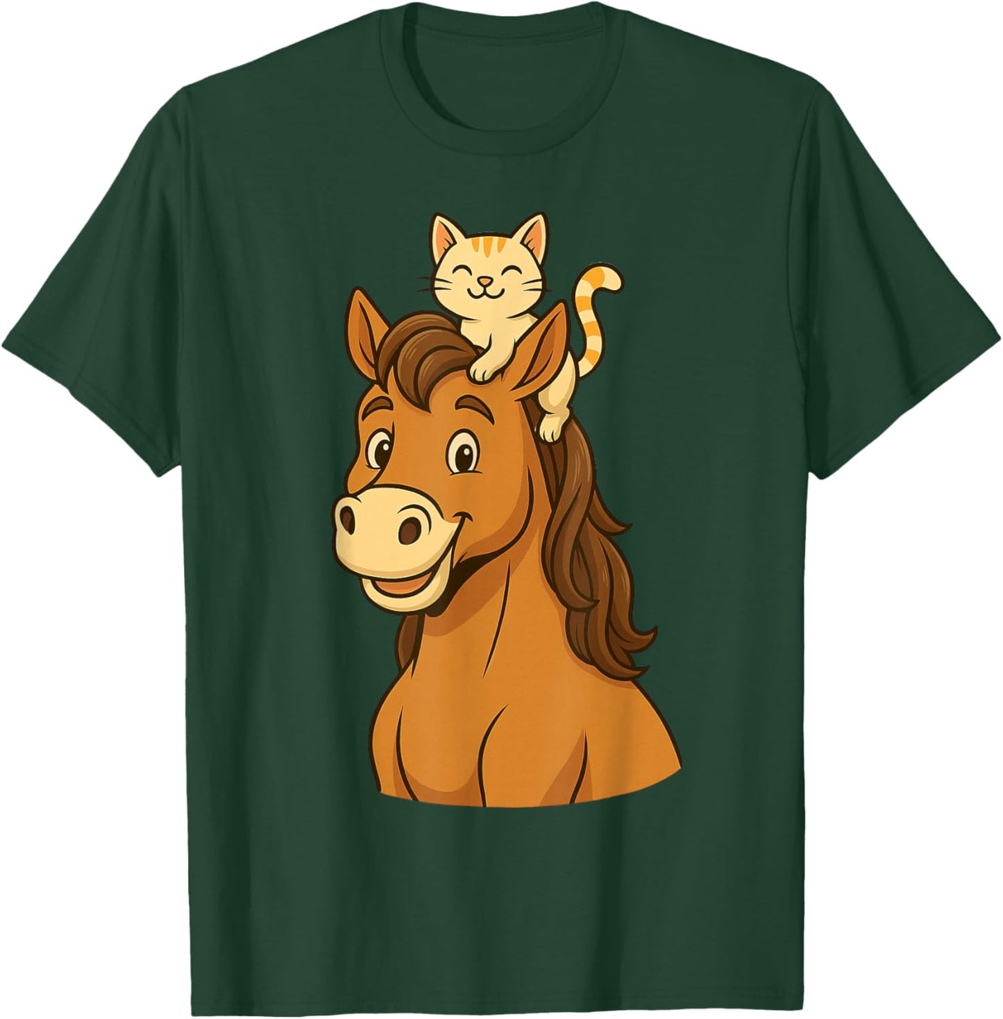 Cute Cat Riding Horse T-Shirt - T-Shirt | Forest