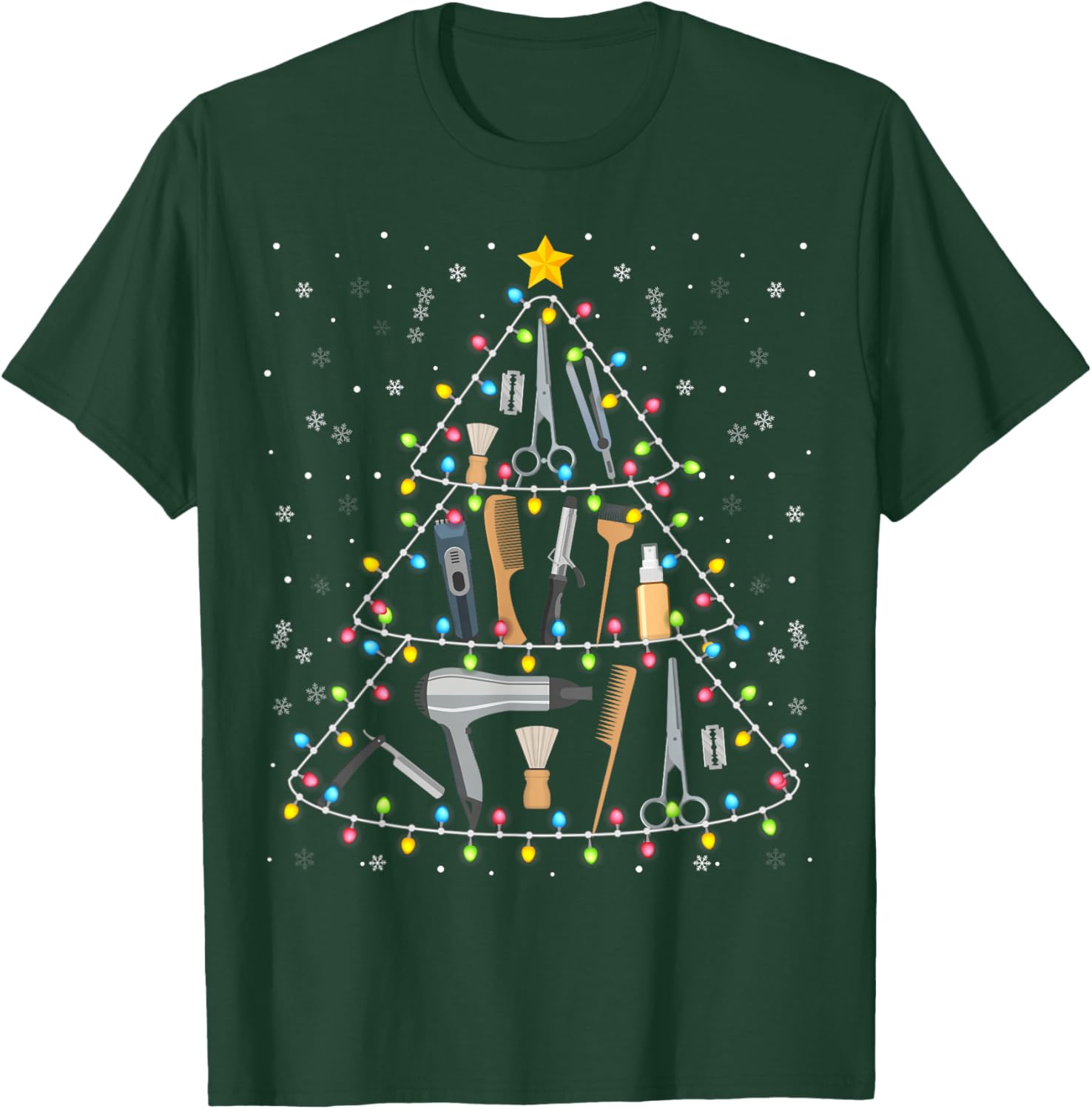 Hairdresser Tools Christmas Tree Funny Salon Gifts T-Shirt - T-Shirt | Forest
