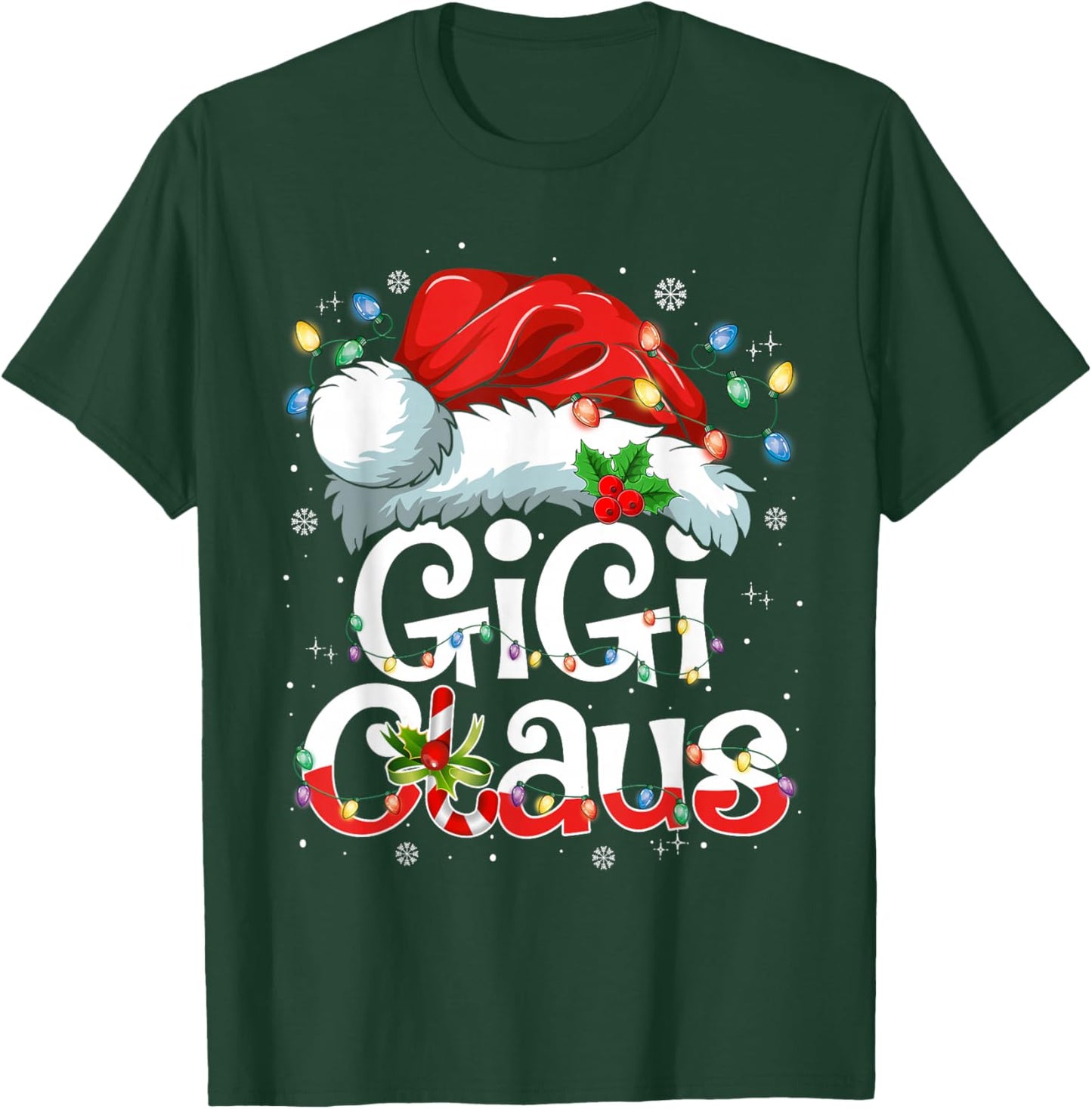 Gigi Claus Shirt Christmas Lights Pajama Family Matching T-Shirt - T-Shirt | Forest