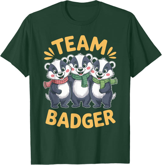 Team Badger Funny Cartoon Animal Themed Family Cute Forest T-Shirt - T-Shirt | Forest