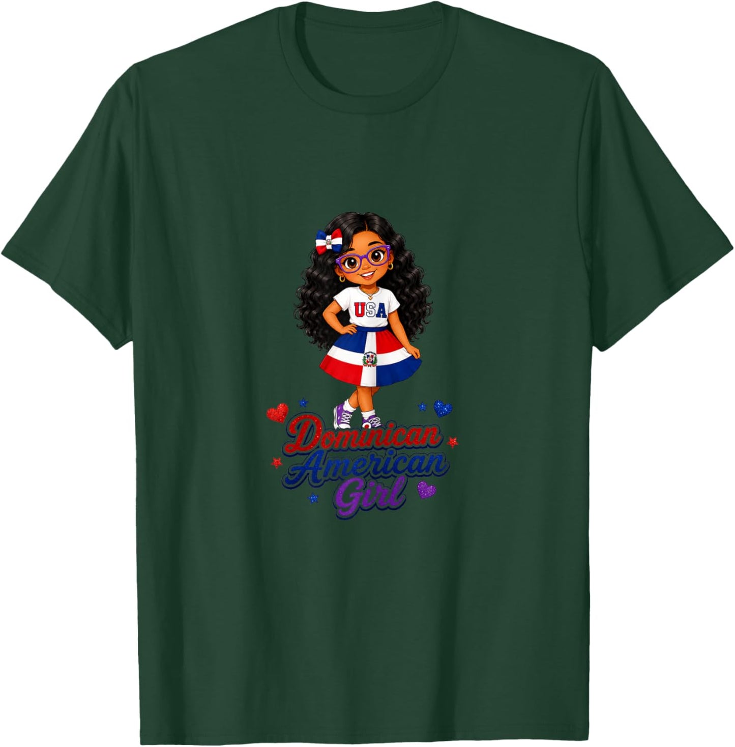 Multi Cultural Day Dominican American Girl Pride Graphic T-Shirt - T-Shirt | Forest