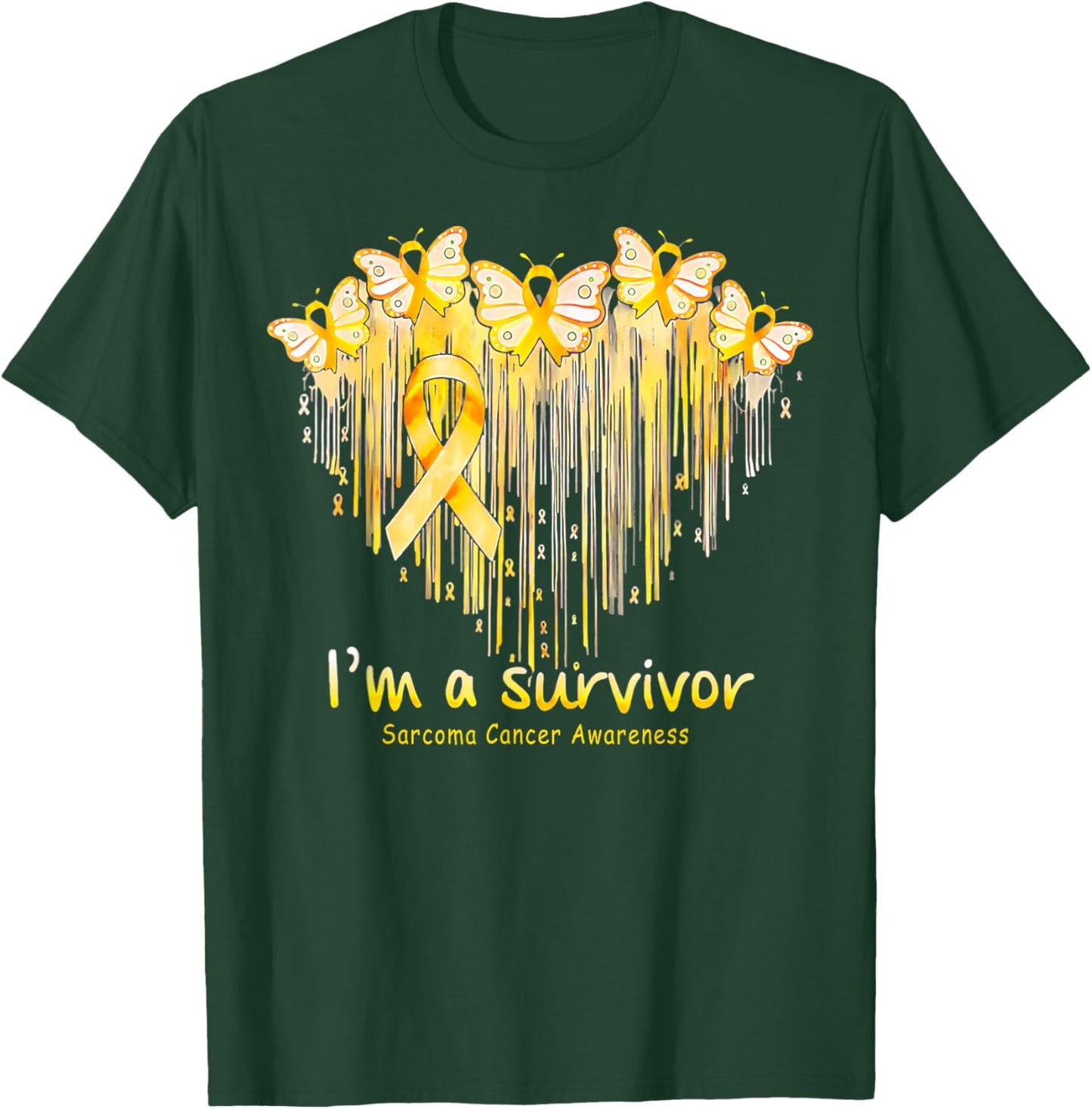 I'm A Survivor Sarcoma Cancer Awareness Heart Butterfly T-Shirt - T-Shirt | Forest