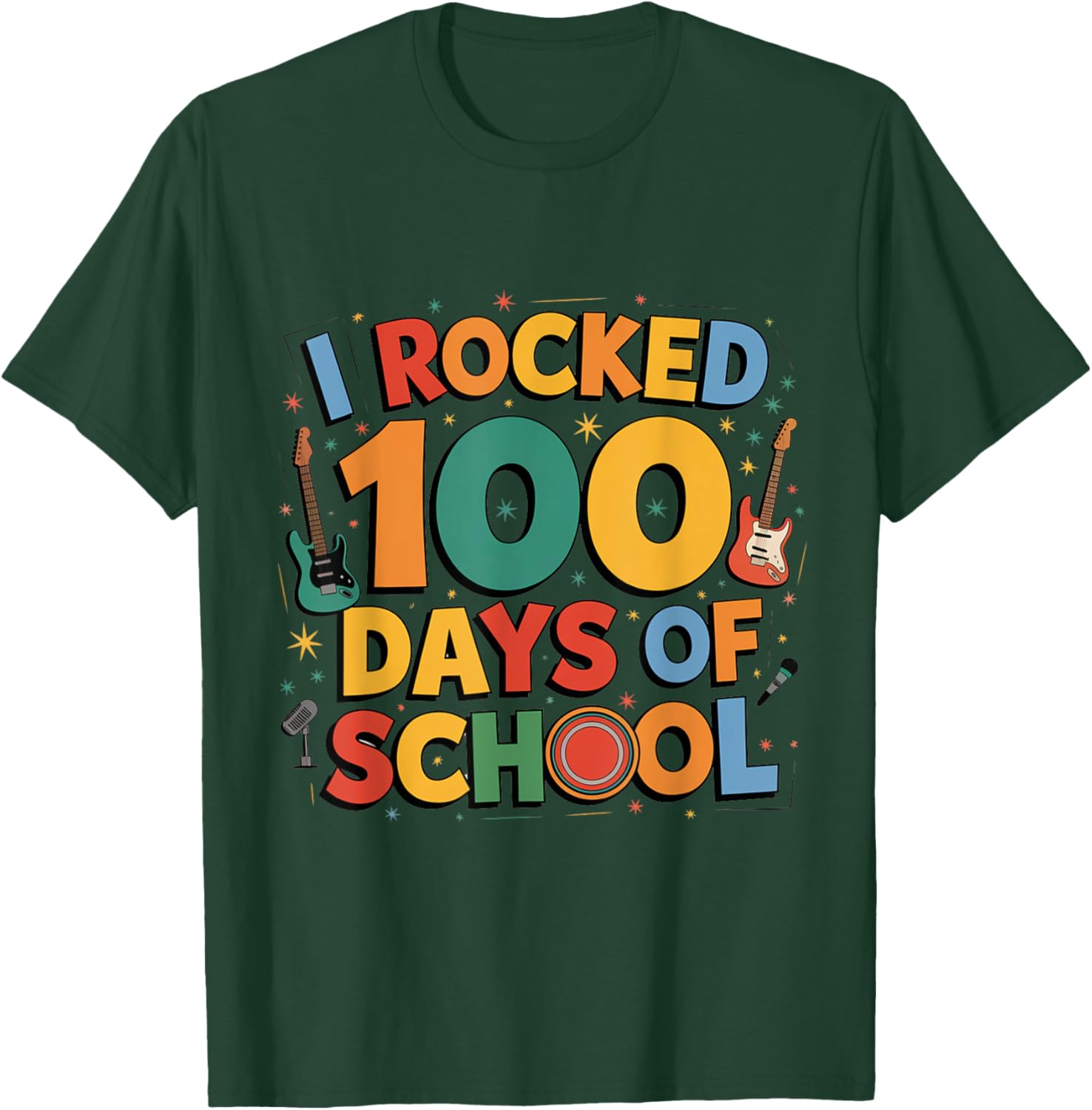 I rocked 100 days of school future rock star music 100th day T-Shirt - T-Shirt | Forest