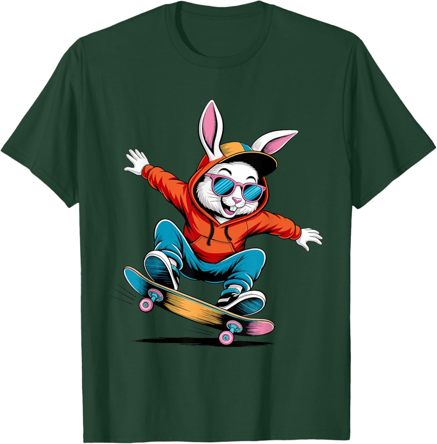 Happy Easter Bruh Skateboarding Bunny Easter Toddler Kids T-Shirt - T-Shirt | Forest