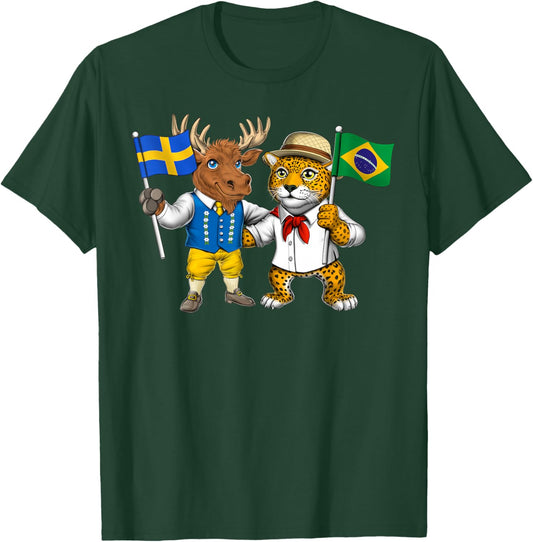 Sweden Brazil Flag Swedish Roots Proud Brazilian Heritage T-Shirt - T-Shirt | Forest