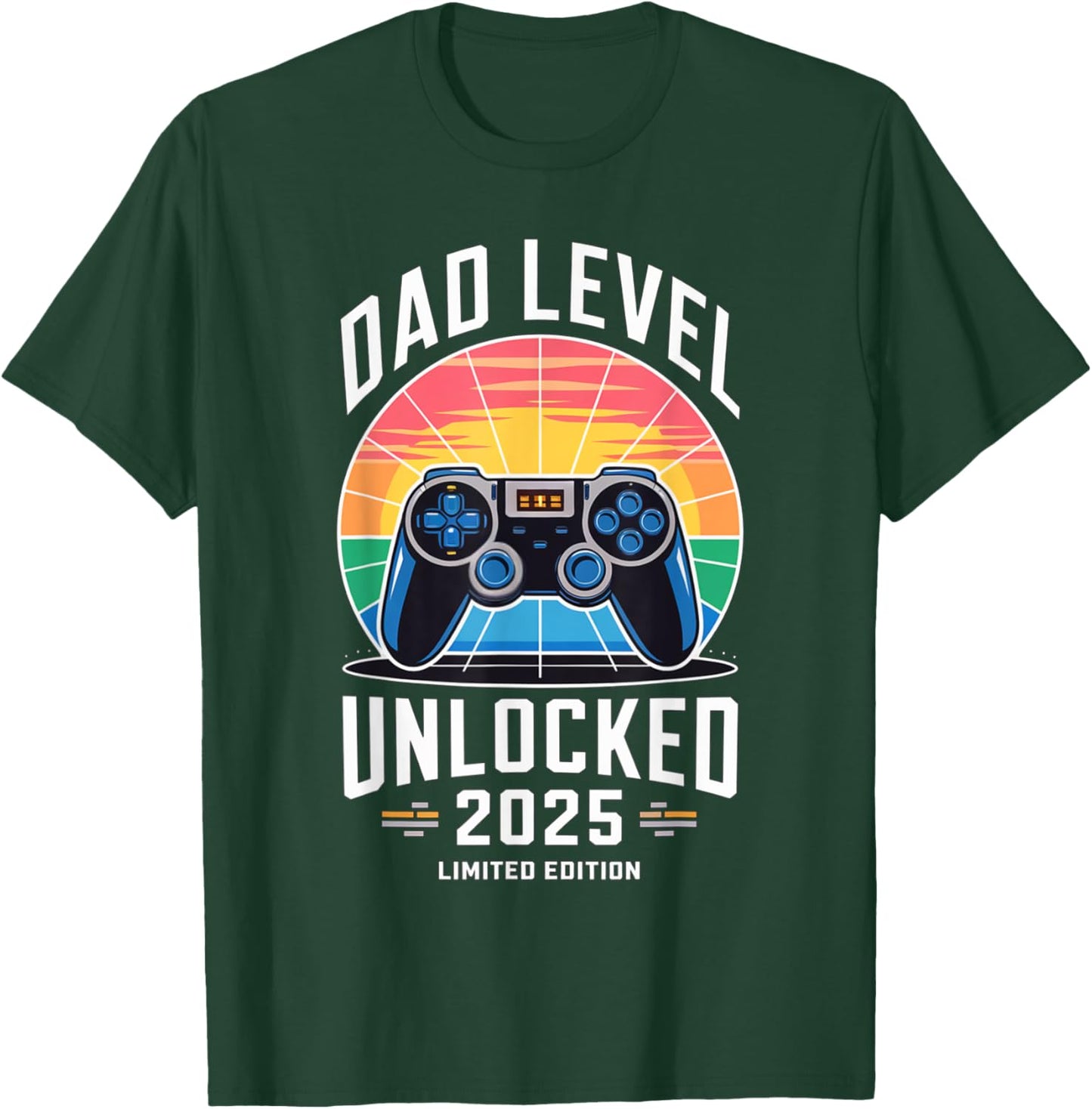 Dad Level Unlocked 2025 Limited Edition Gamer Dad Design T-Shirt - T-Shirt | Forest