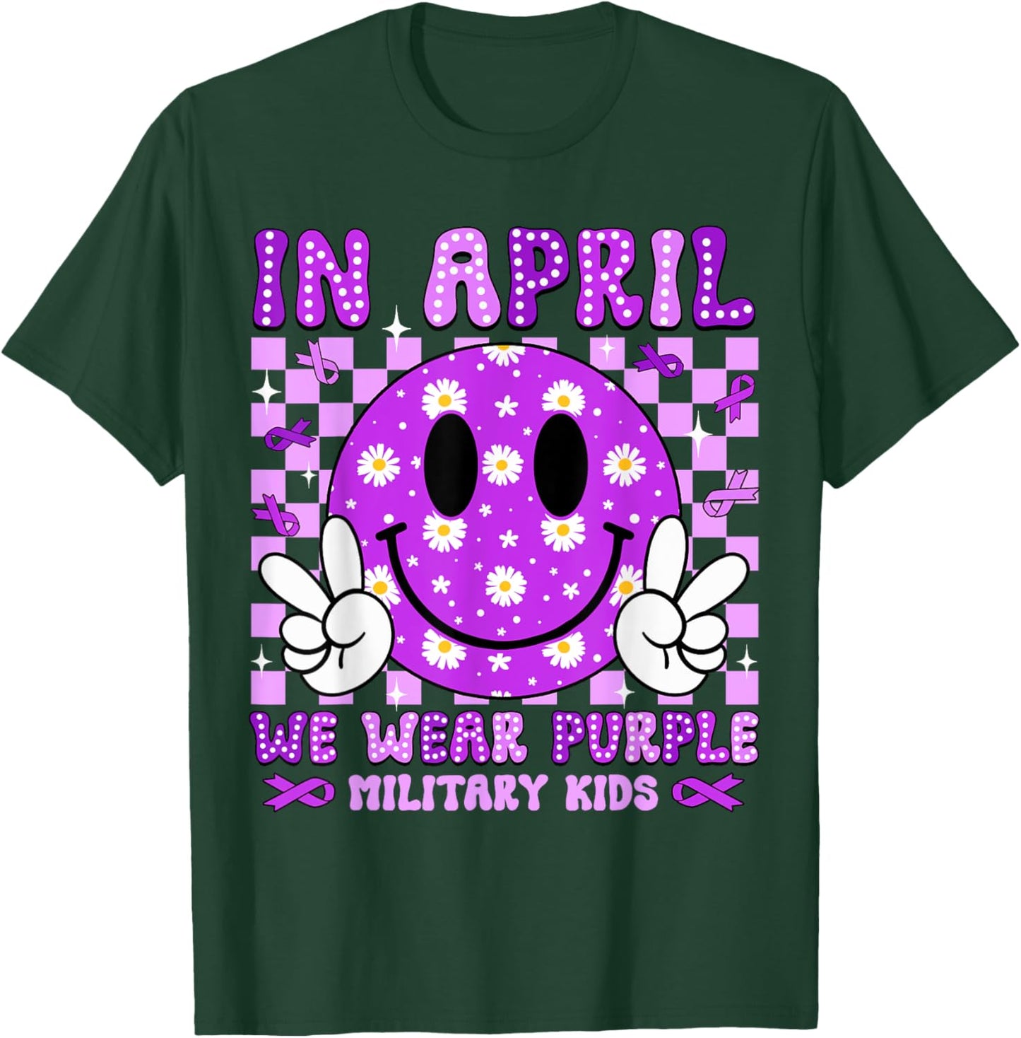 In April We Wear Purple For Military Kids Smile Face Women T-Shirt - T-Shirt | Forest