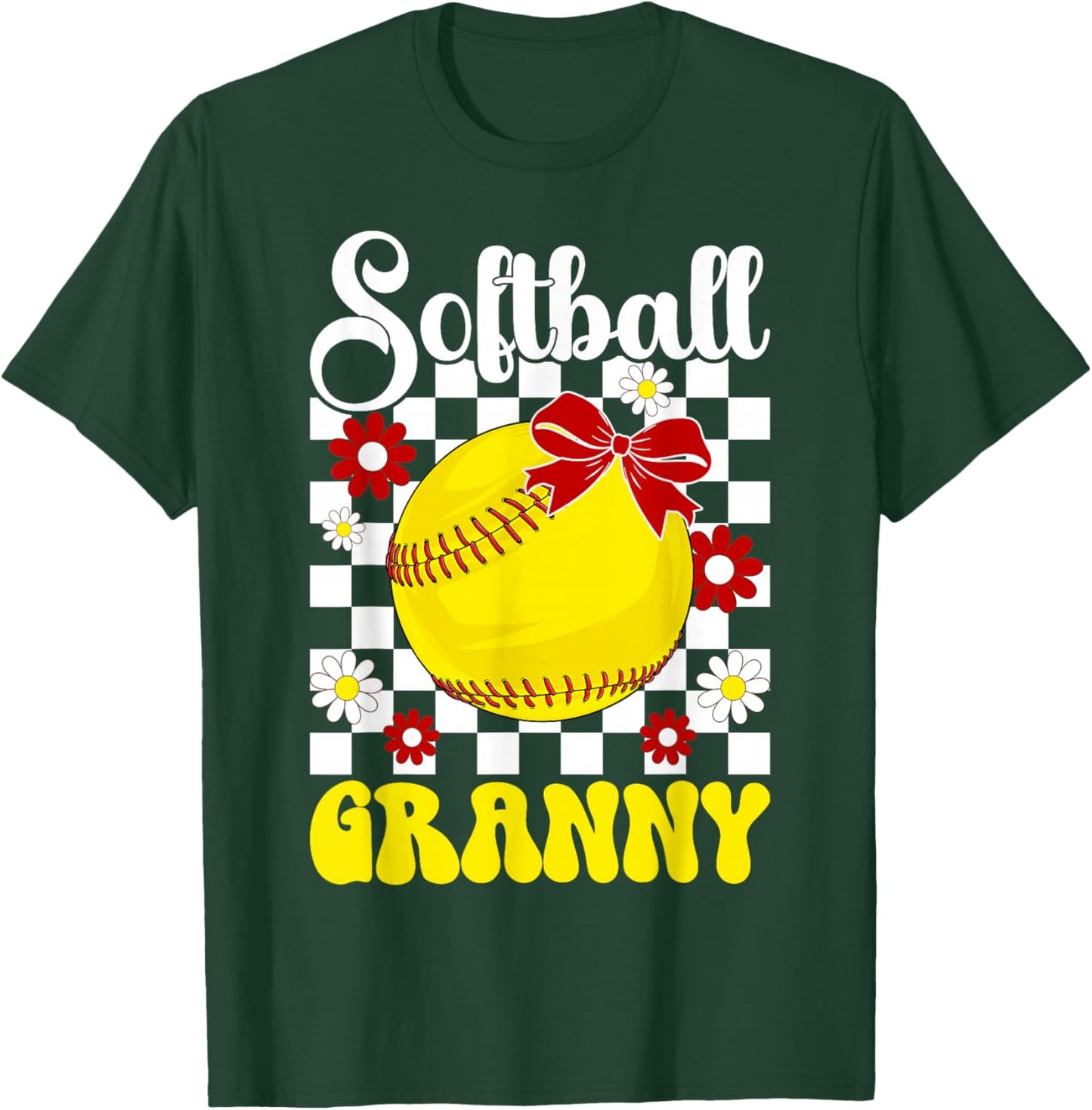 Softball Granny Groovy Granny Of A Softball Player Granny T-Shirt - T-Shirt | Forest