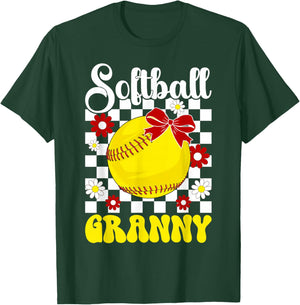 Softball Granny Groovy Granny Of A Softball Player Granny T-Shirt - T-Shirt | Forest