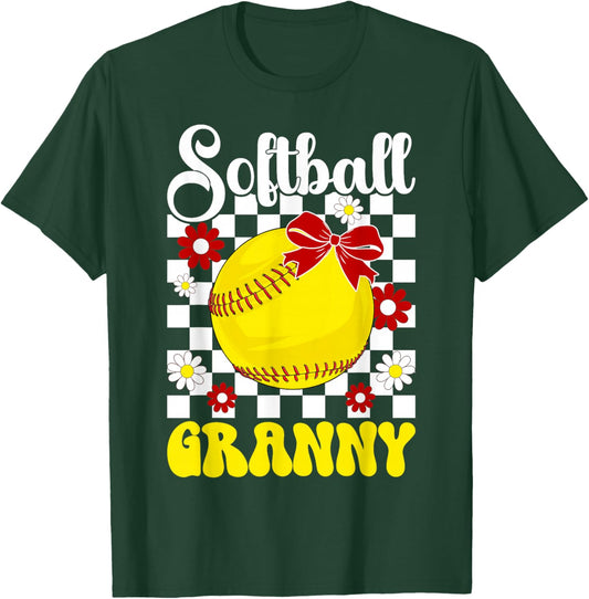 Softball Granny Groovy Granny Of A Softball Player Granny T-Shirt - T-Shirt | Forest