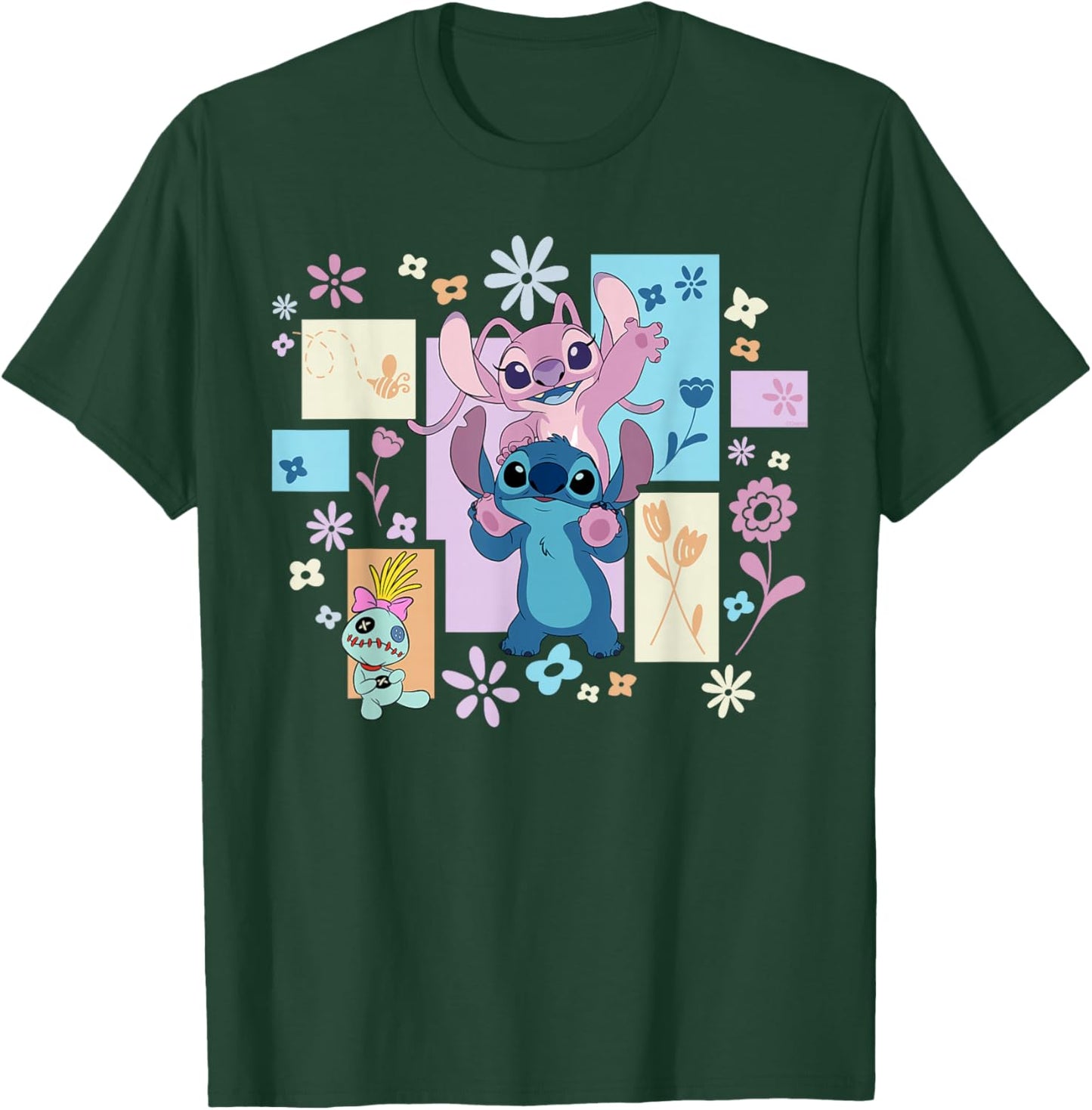 Disney Stitch & Angel Spring Easter Friendly Flower Faces T-Shirt - T-Shirt | Forest
