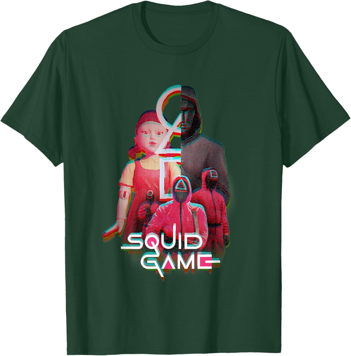 Squid Game 2 Front Man Split Face Glitch Logo T-Shirt - T-Shirt | Forest