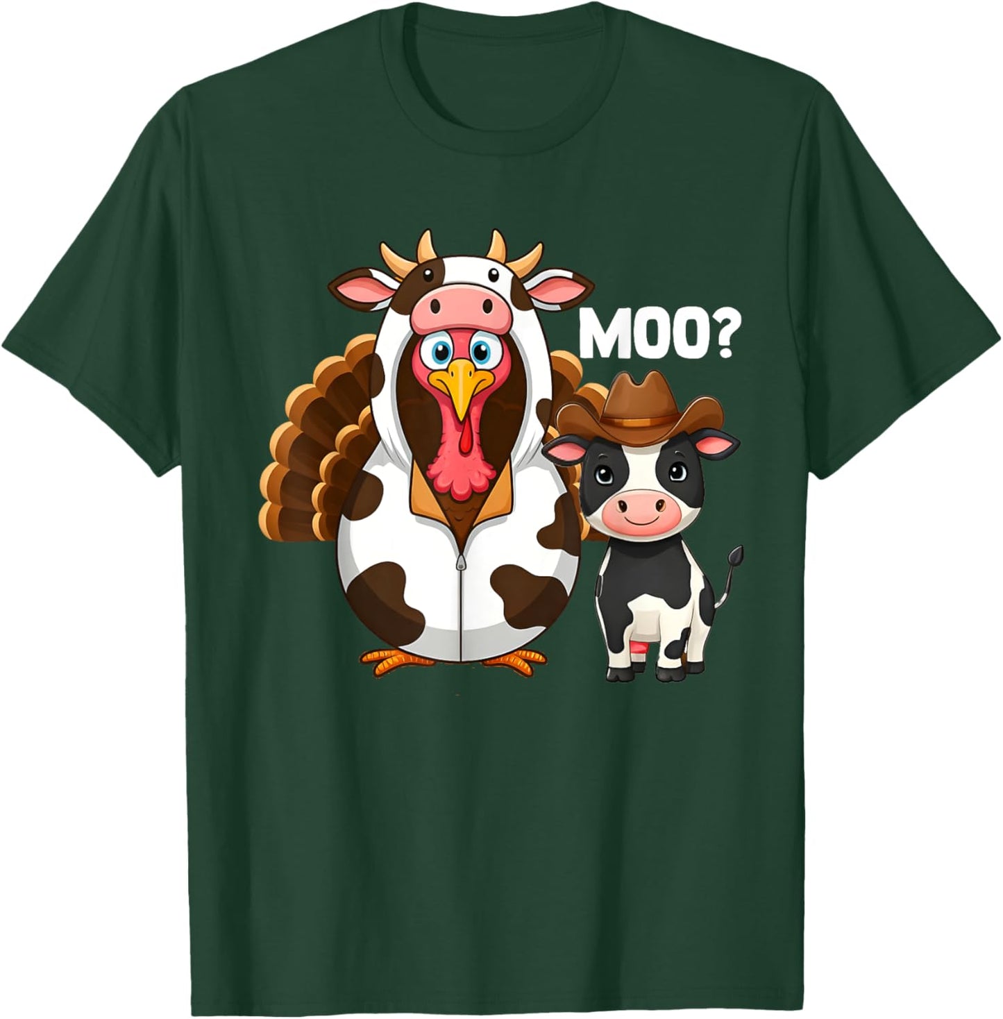 Thanksgiving Turkey Moo Cow Moo T-Shirt - T-Shirt | Forest