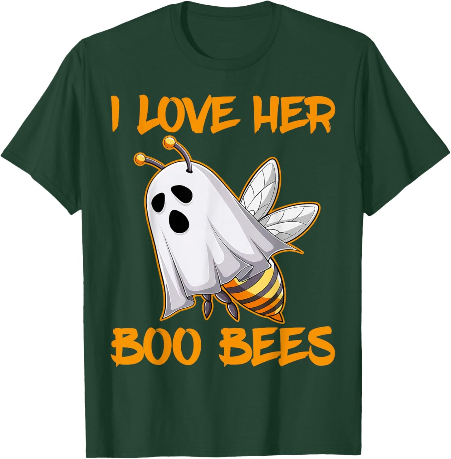 Funny I Love Her Boo Bees Couples Halloween Day Men Women T-Shirt - T-Shirt | Forest